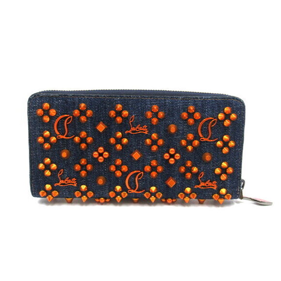 Christian Louboutin denim round long wallet Navy Blue - Picture 2 of 10